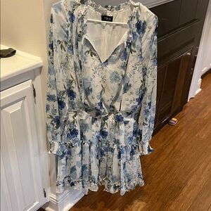 Floral Blue and White Dress